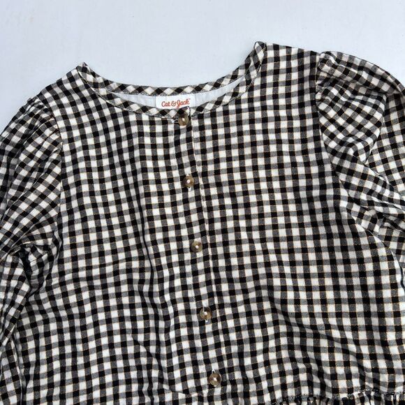 Cat & Jack Toddler Girls Black White Gold Gingham Print Plaid size 10 -12 - Picture 3 of 5